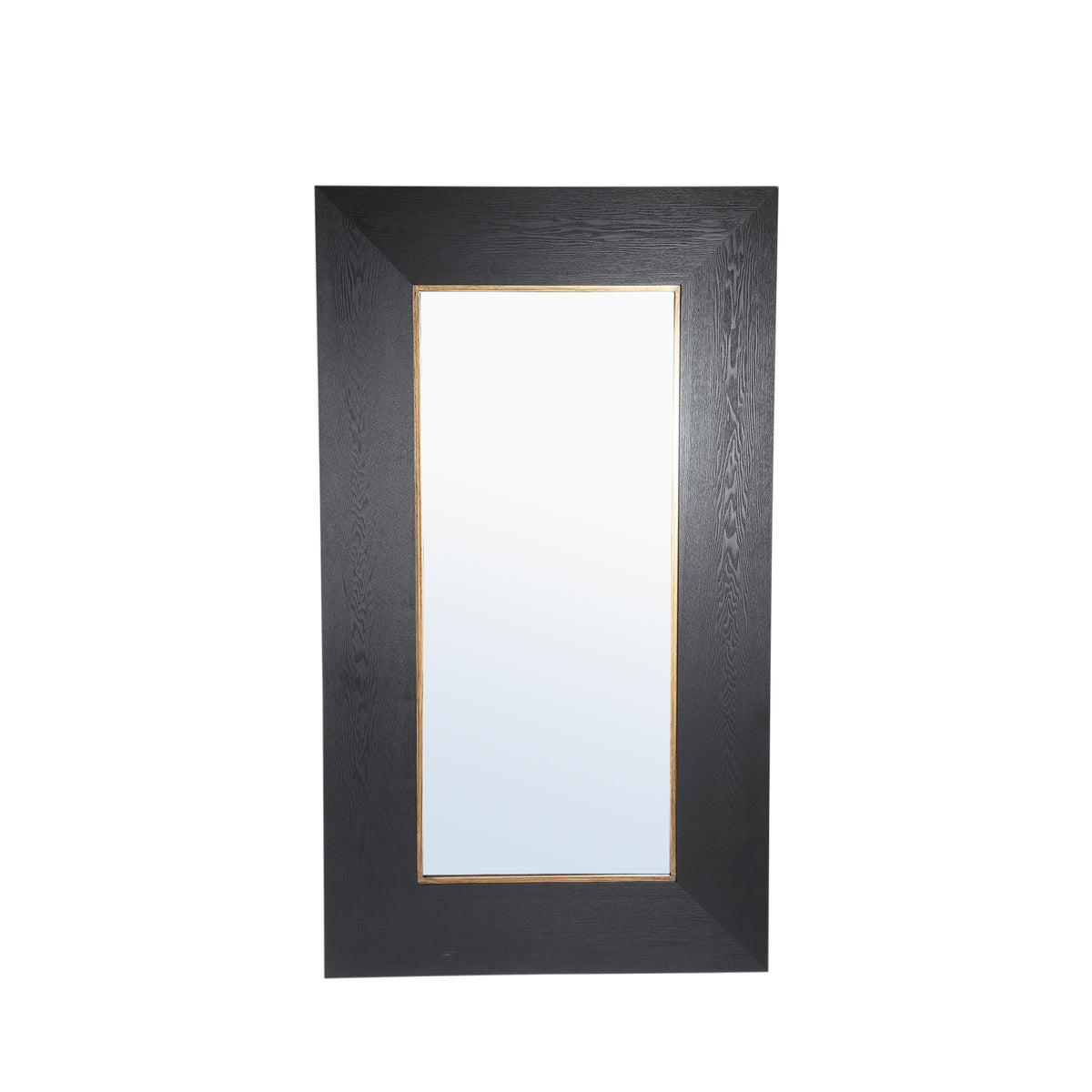 Tiess black wood veneer mirror with gold rim