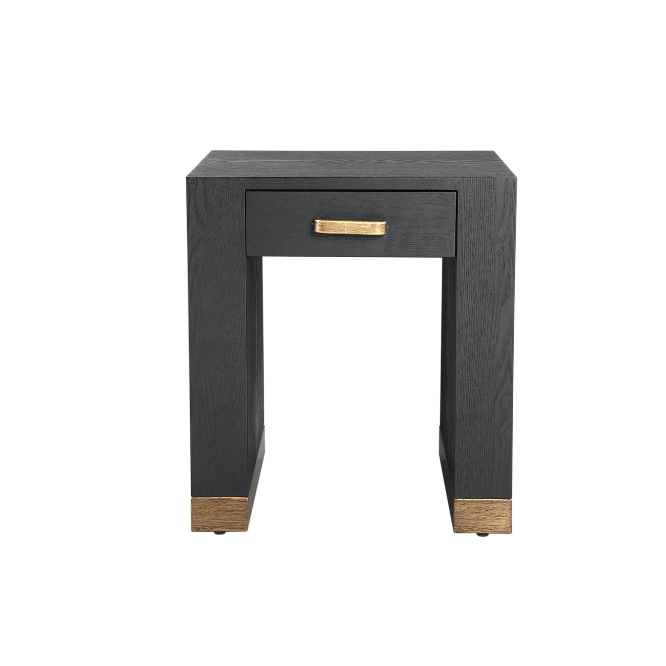 Tiess black veneer side table with drawer