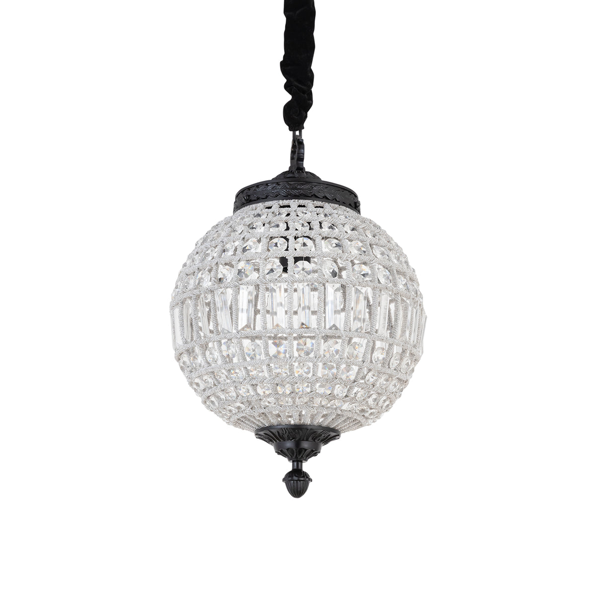 Jaris anthracite crystal ball chandelier pendant, small