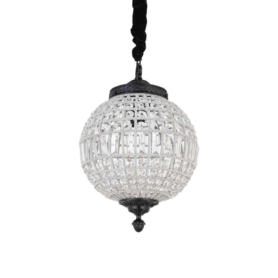Jaris anthracite crystal ball chandelier pendant, small