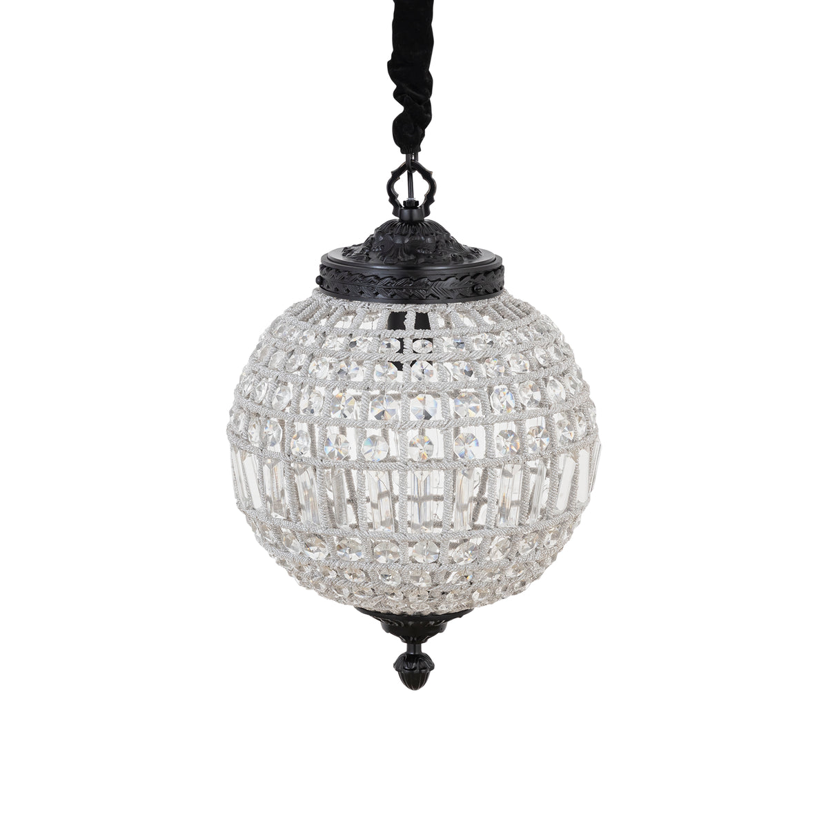 Jaris anthracite crystal ball chandelier pendant, small