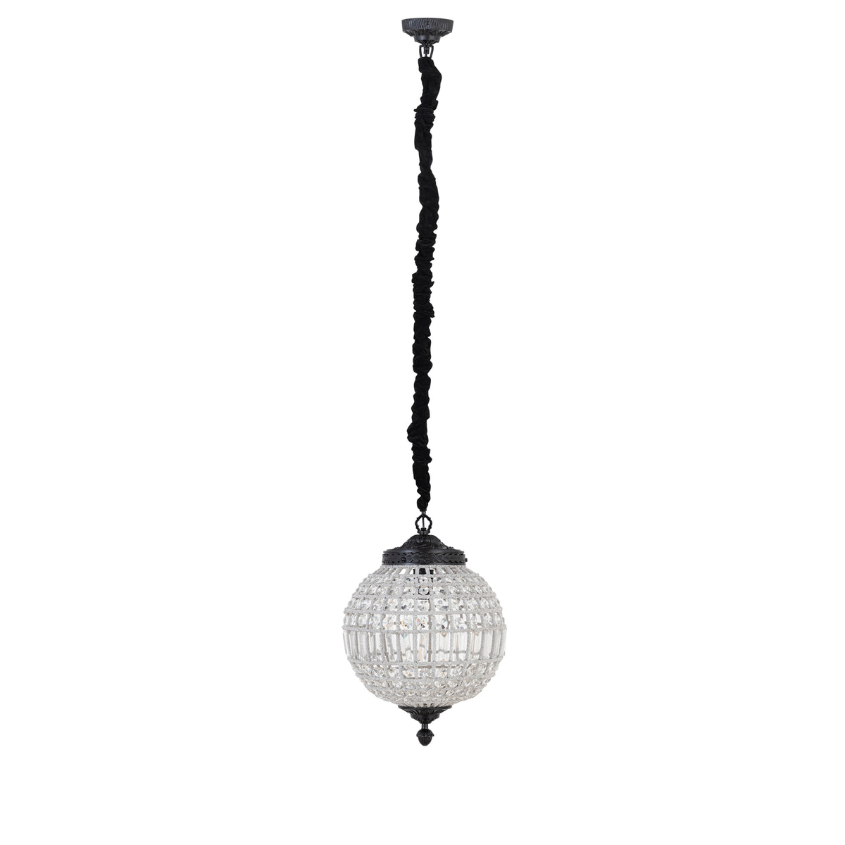 Jaris anthracite crystal ball chandelier pendant, small