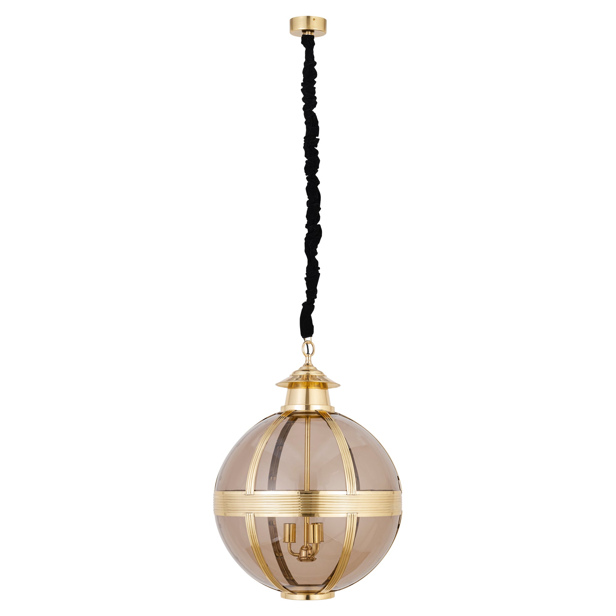 Mikk antique brass and glass round pendant light large