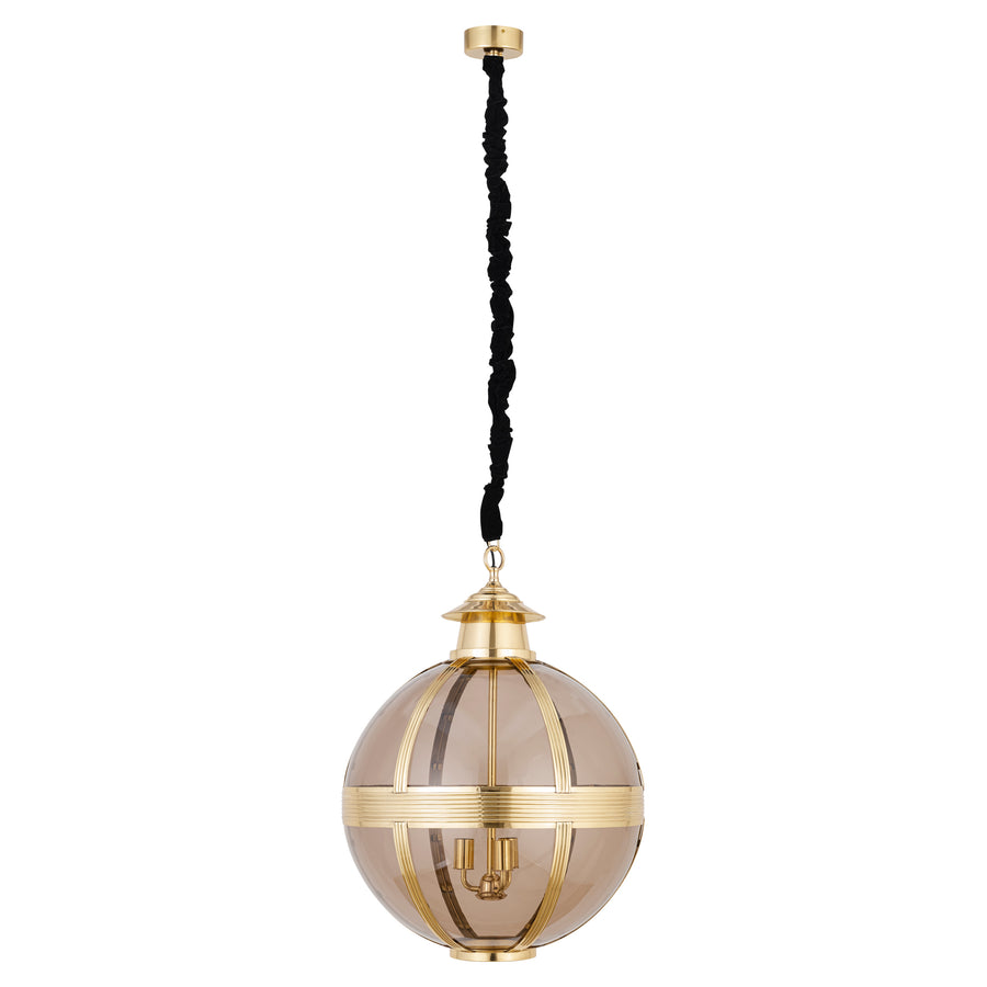 Mikk antique brass and glass round pendant light large