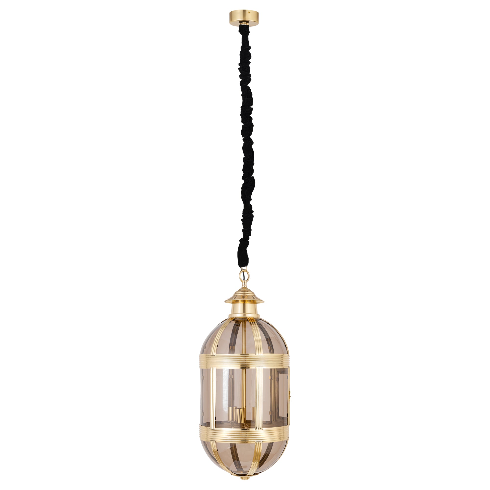 Mikk antique brass and glass oval pendant light large