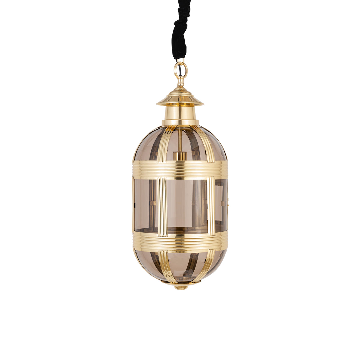 Mikk brass antique glass pendant light, oval