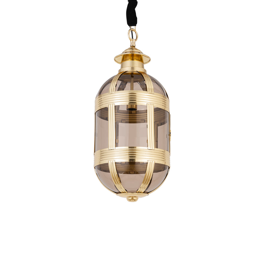Mikk brass antique glass pendant light, oval