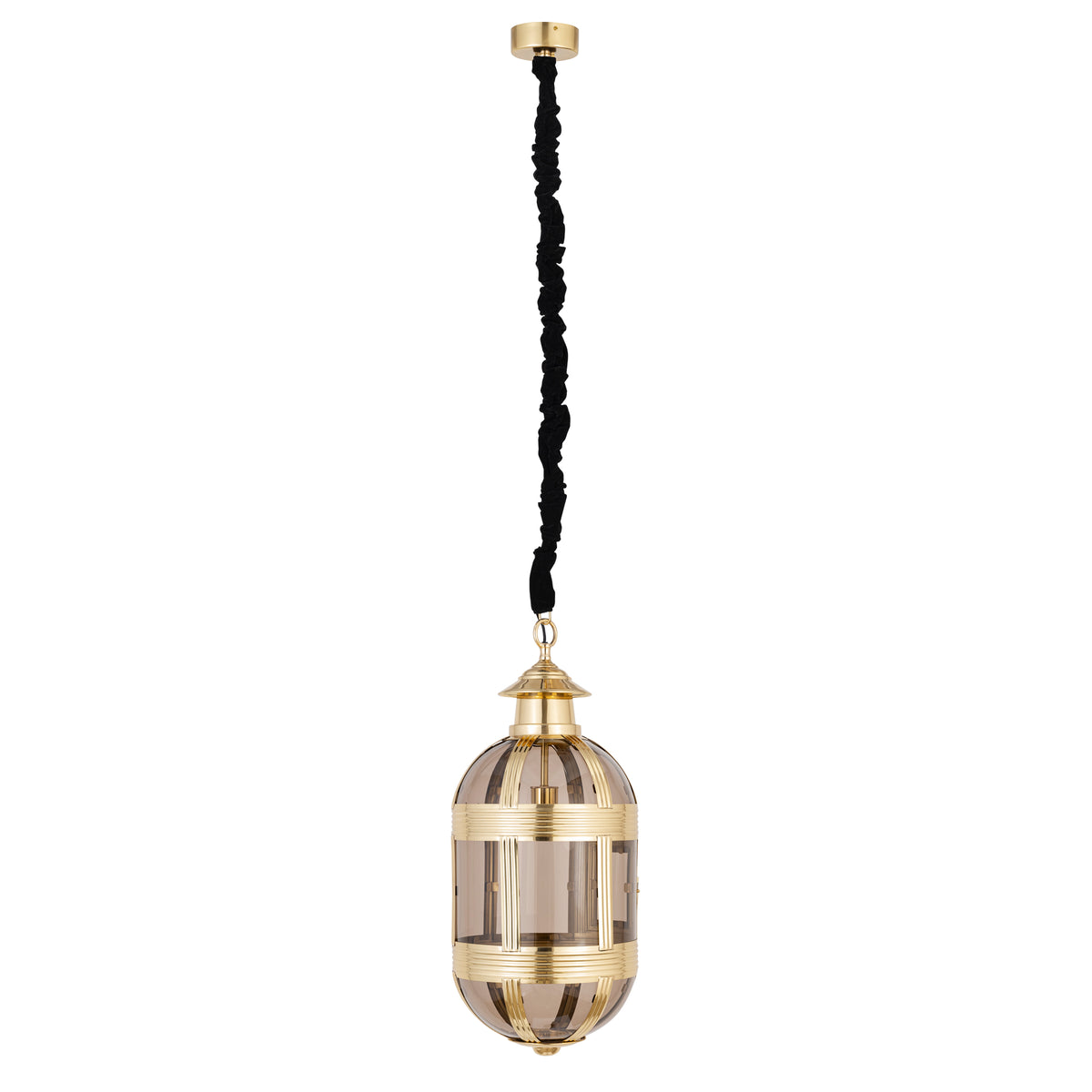Mikk brass antique glass pendant light, oval