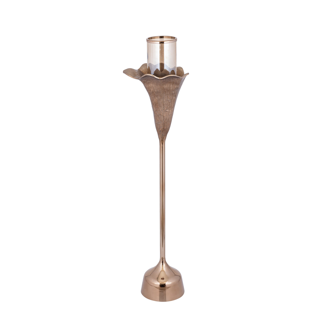 Kourtney bronze floral hurricane lantern, large