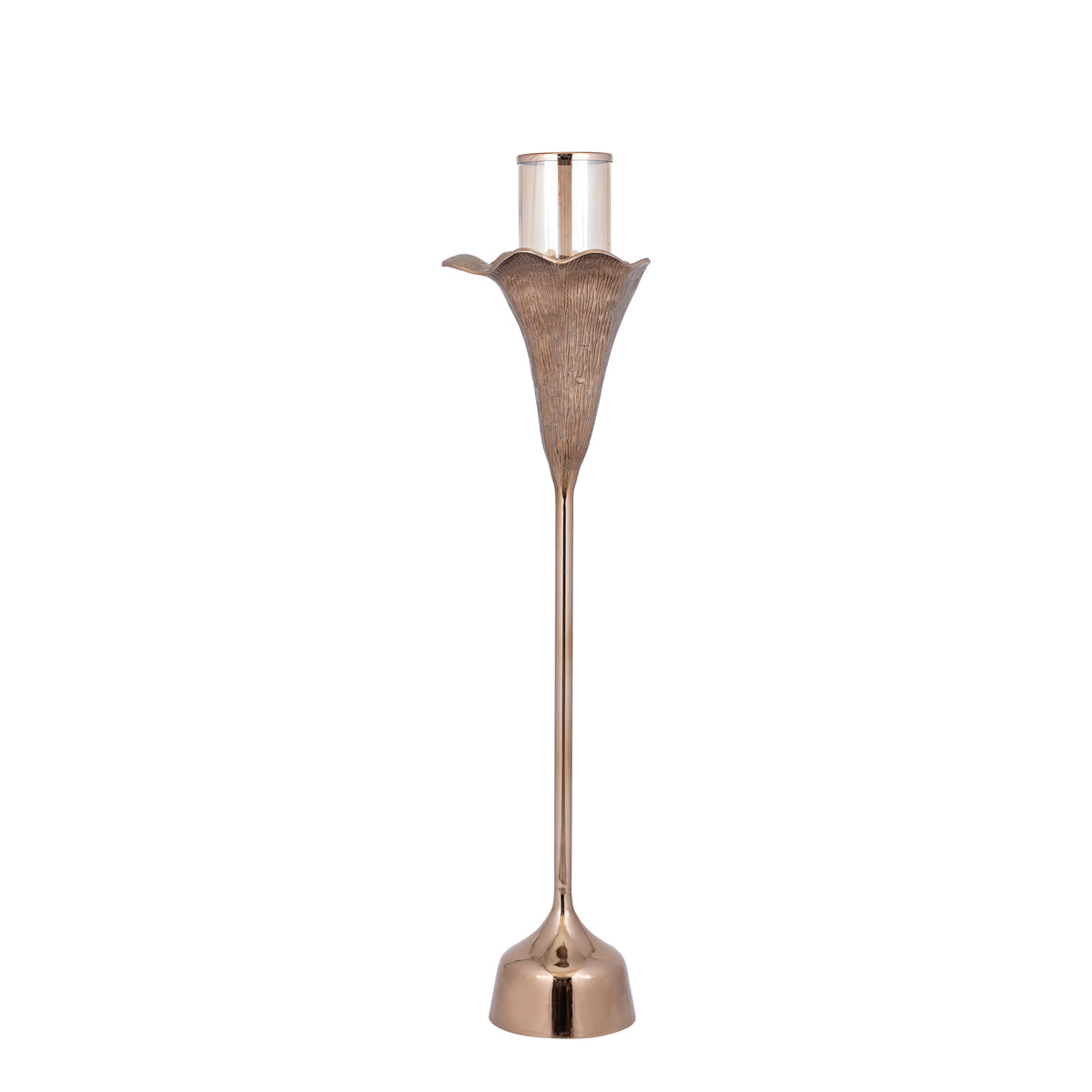 Kourtney bronze floral hurricane lantern, large