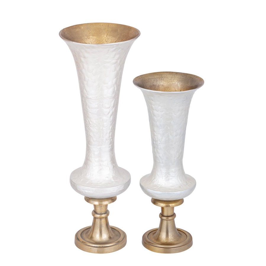 Lysse white enamel cast aluminium vase, tall