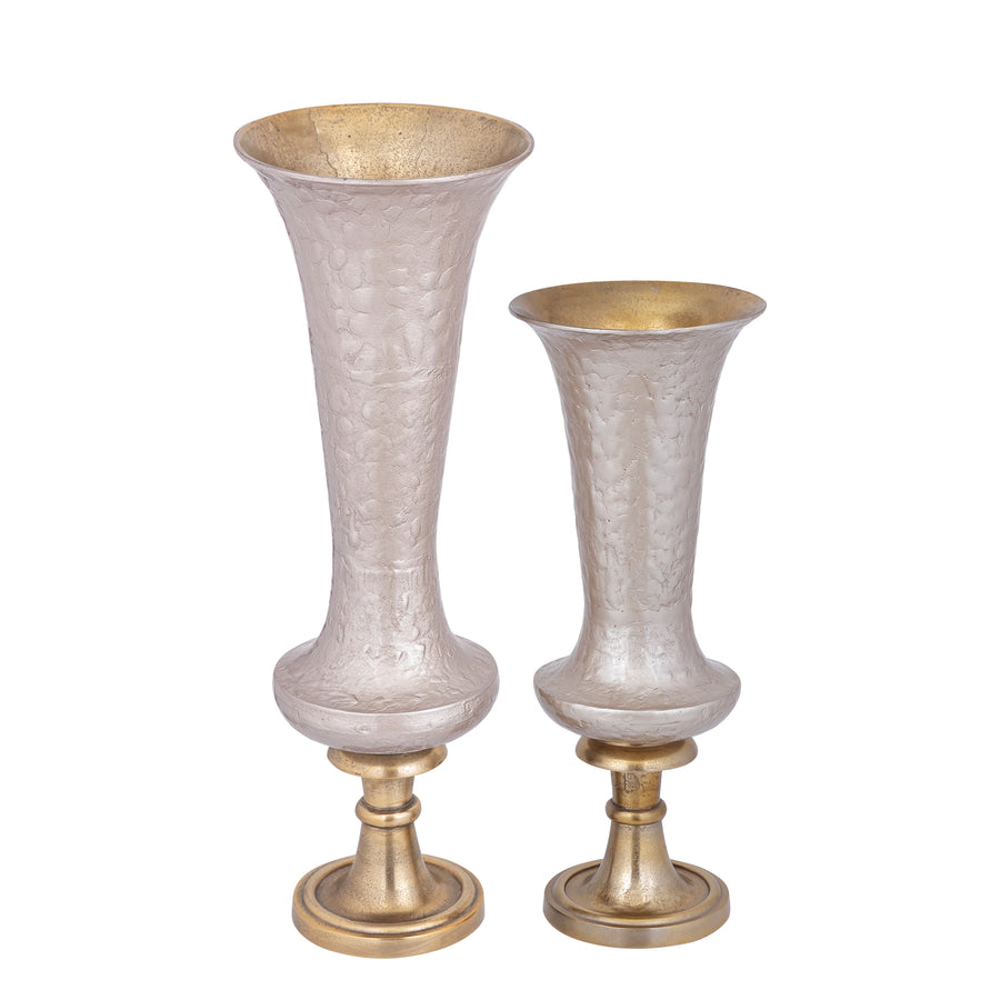 Lysse champagne enamel cast aluminium vase, tall