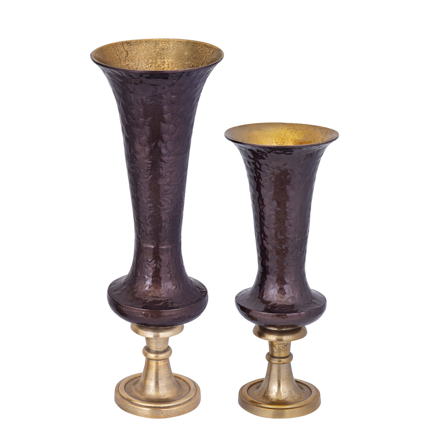 Lysse brown enamel cast aluminium vase, large