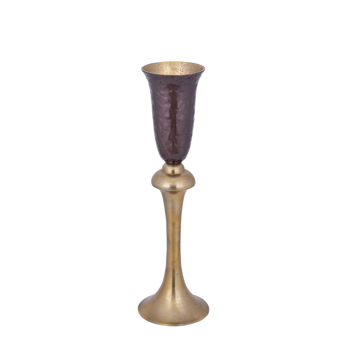 Lysse dark brown enamel goblet vase, tall