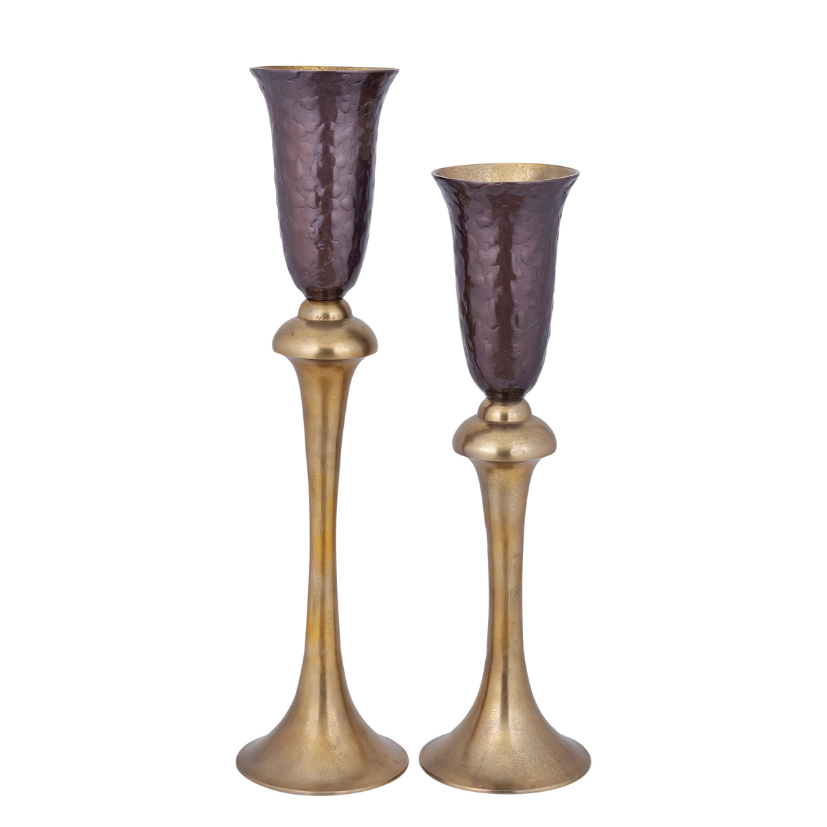 Lysse dark brown enamel goblet vase, tall