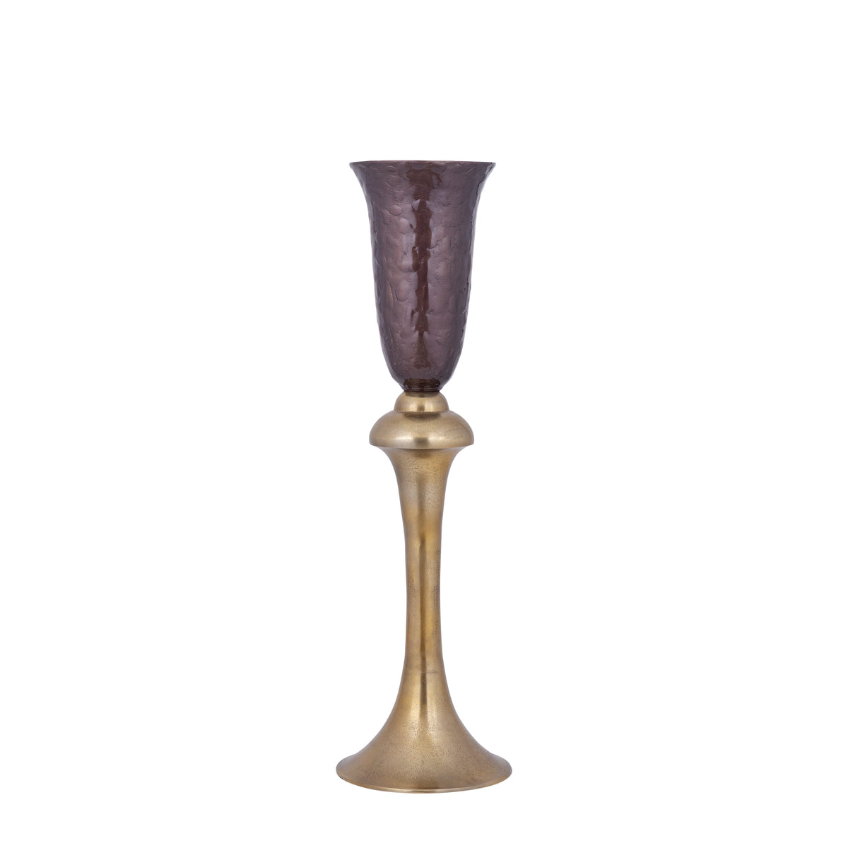 Lysse dark brown enamel goblet vase, tall
