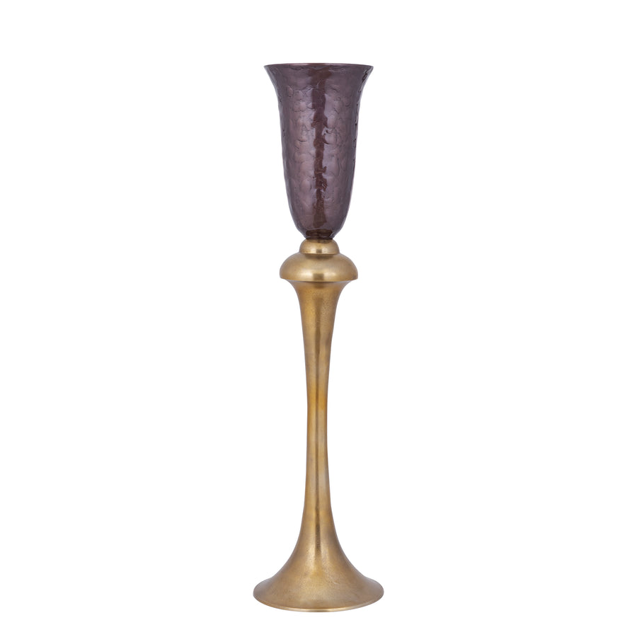 Lysse dark brown enamel goblet floor vase