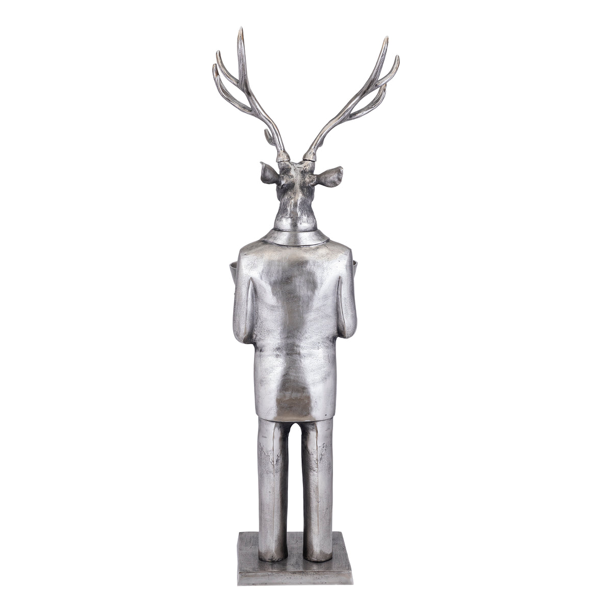 Airen gunmetal cast aluminium reindeer statue with bowl, large