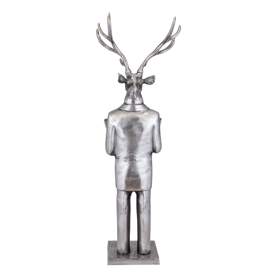 Airen gunmetal cast aluminium reindeer statue with bowl, large