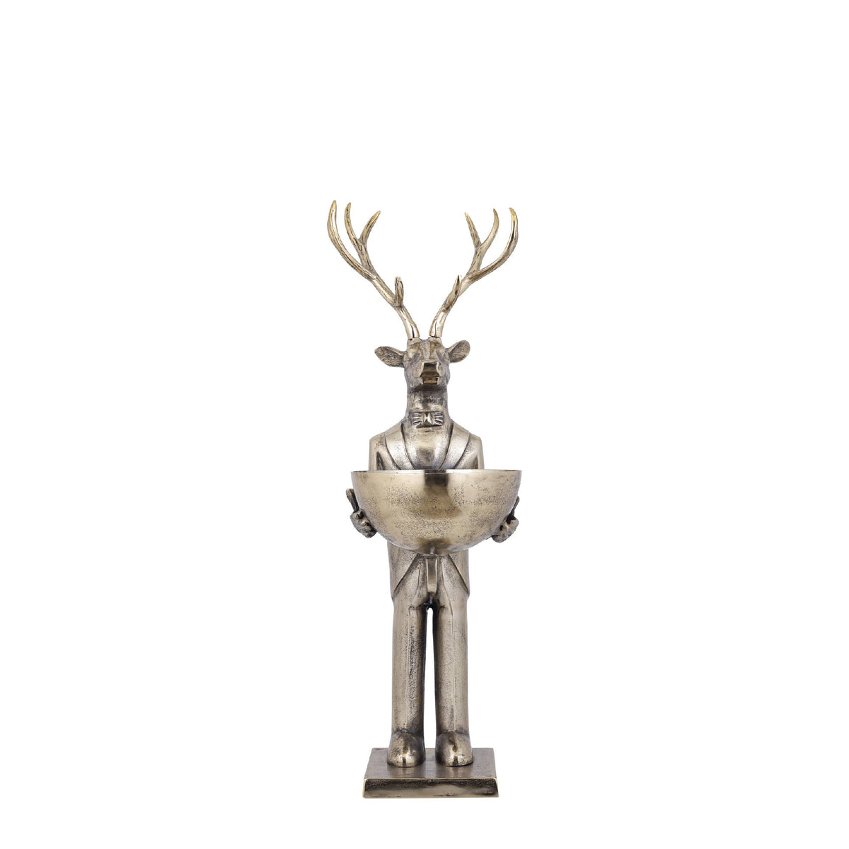 Airen brass reindeer statue with bowl, small