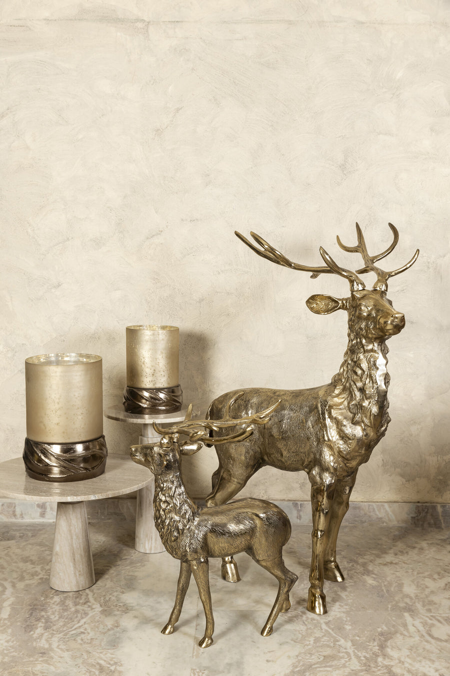 Khary brass cast aluminium reindeer statue, large