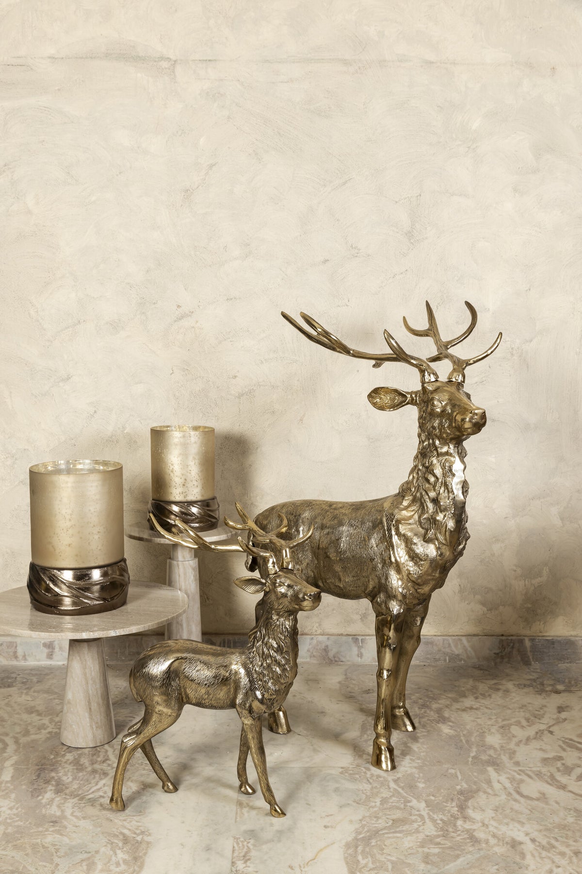 Khary brass cast aluminium reindeer statue, large