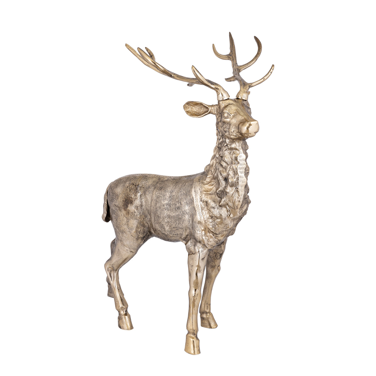 Khary brass cast aluminium reindeer statue, large