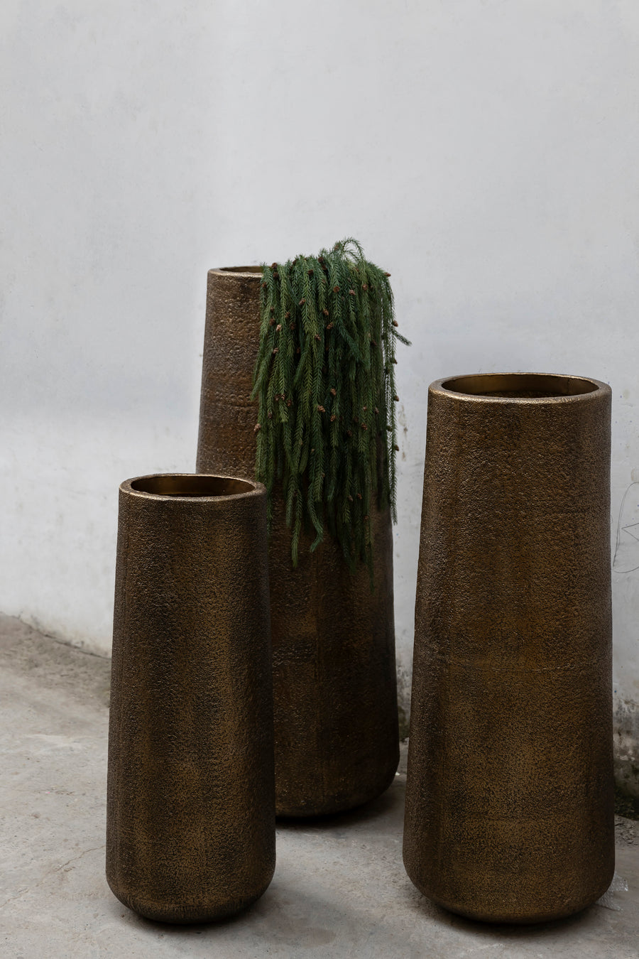 Kardine Dented Aluminium Floor Planter — Antique Gold