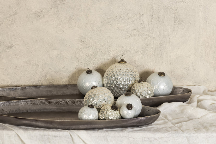 Yaren gunmetal cast aluminium oval bowl with border, small