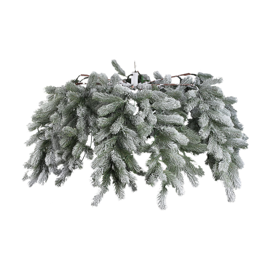 Rosamond white hanging wreath with lights, wide