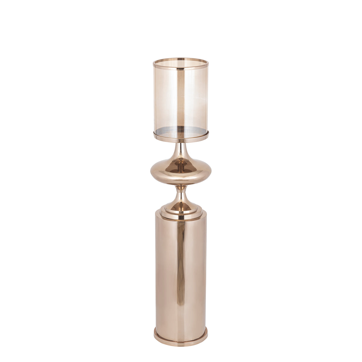 Rodire bronze floor hurricane lantern with glass chamber, small