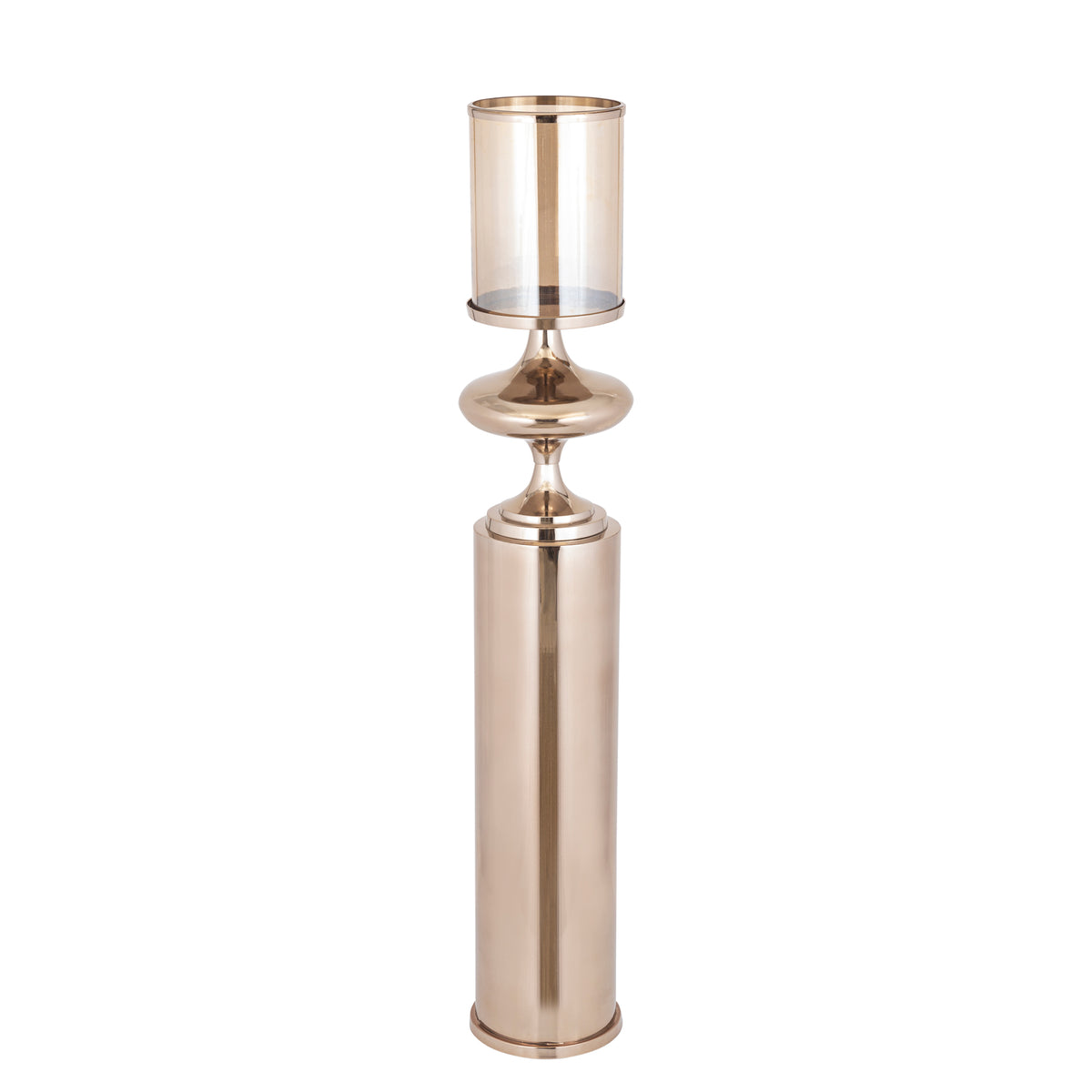 Rodire bronze floor hurricane lantern with glass chamber, large