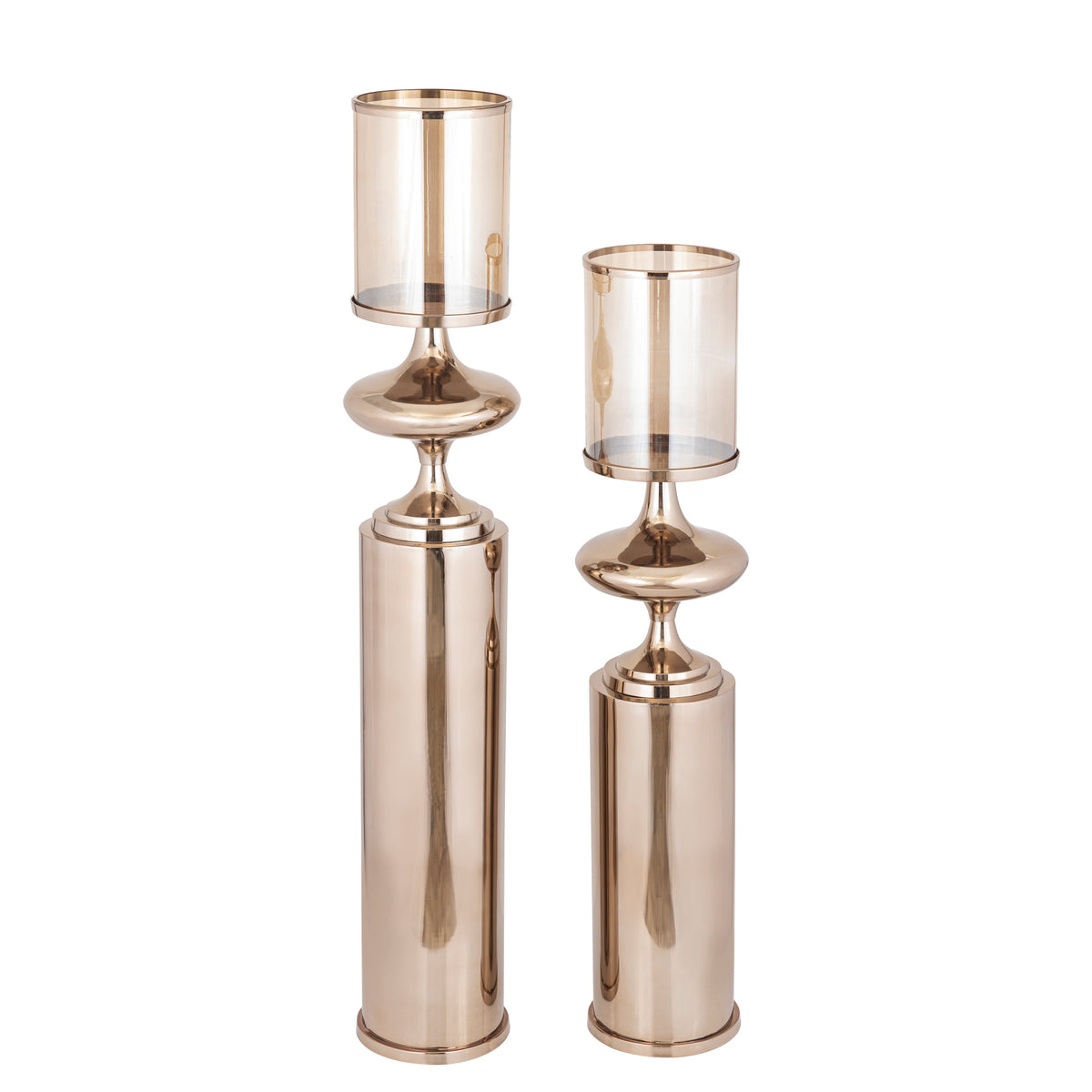 Rodire bronze floor hurricane lantern with glass chamber, large