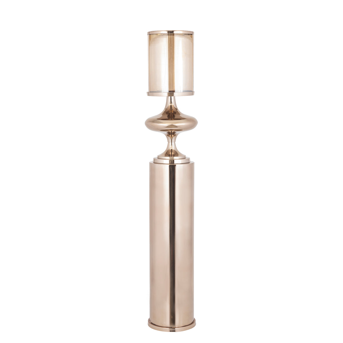 Rodire bronze floor hurricane lantern with glass chamber, large
