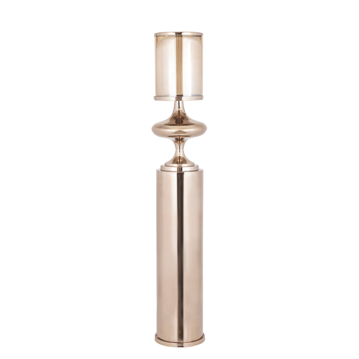 Rodire bronze floor hurricane lantern with glass chamber, large