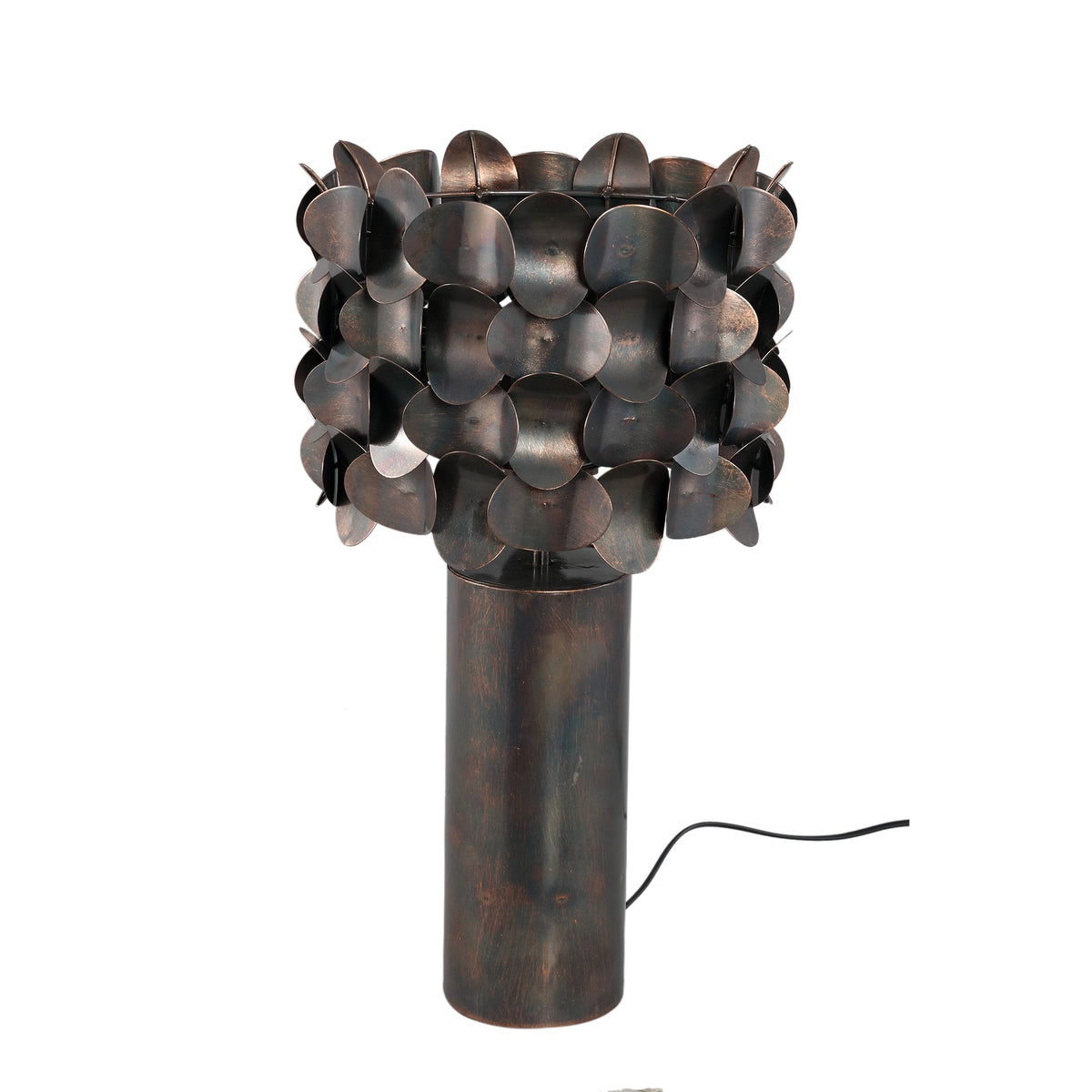 Jaye black iron table lamp with bended circle pattern base