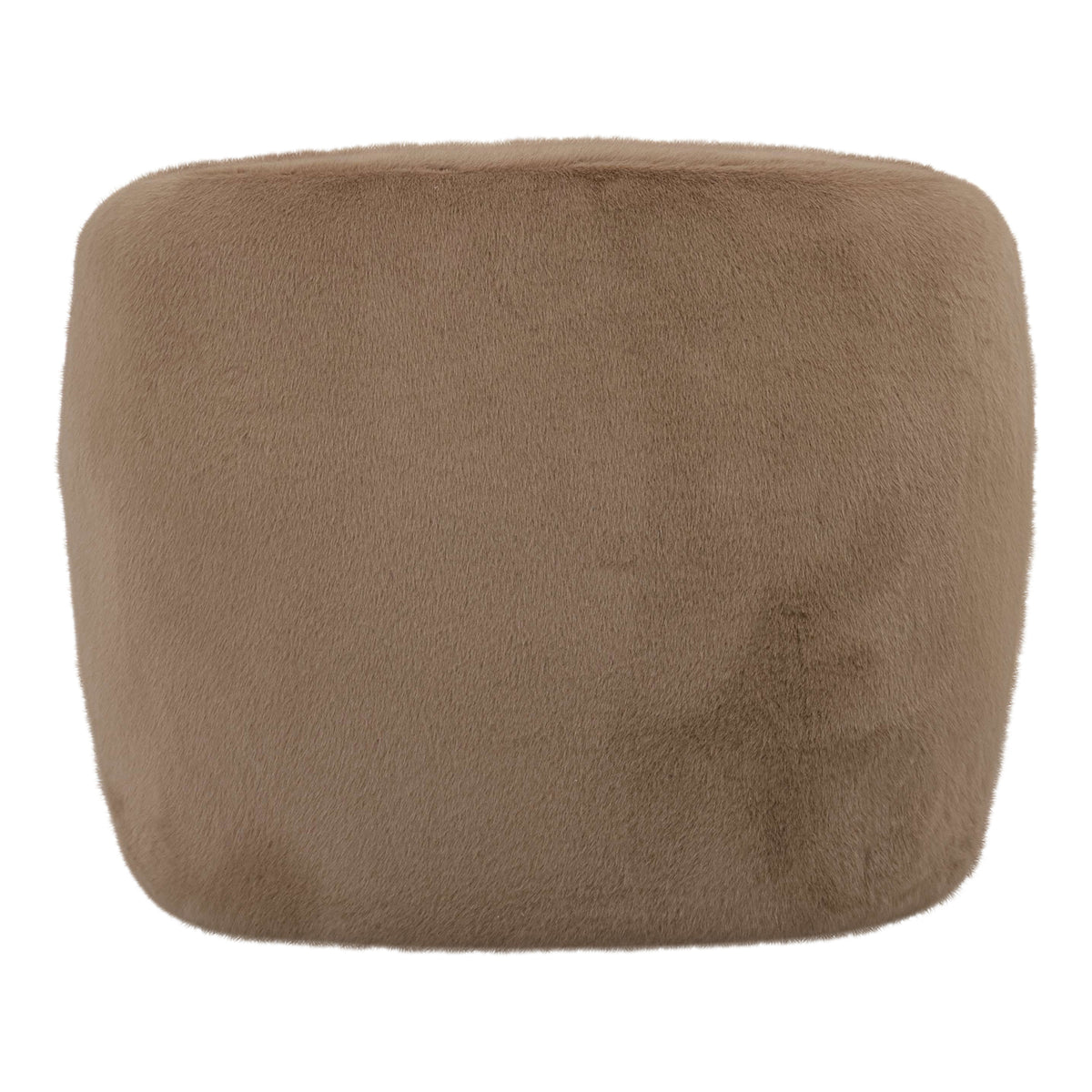 Aphrodite mocha fur armchair, rounded silhouette
