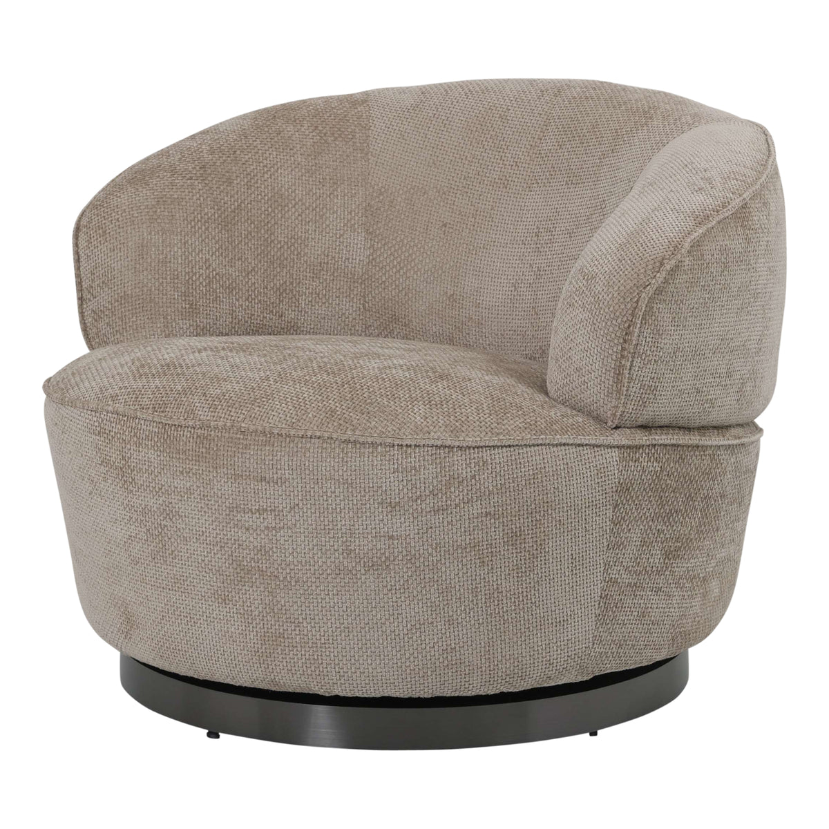 Filou beige fabric armchair, compact rounded silhouette