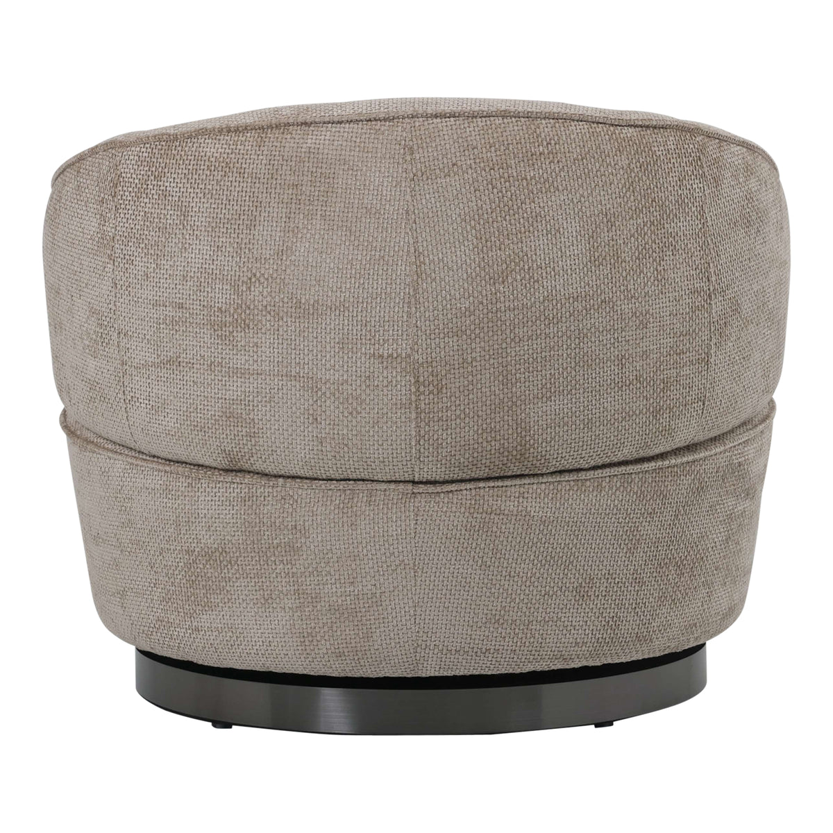 Filou beige fabric armchair, compact rounded silhouette