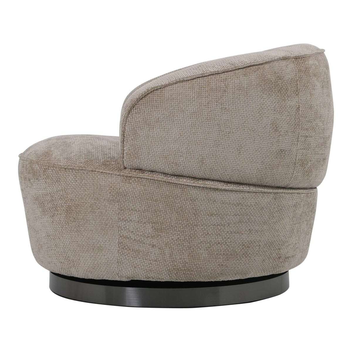 Filou beige fabric armchair, compact rounded silhouette