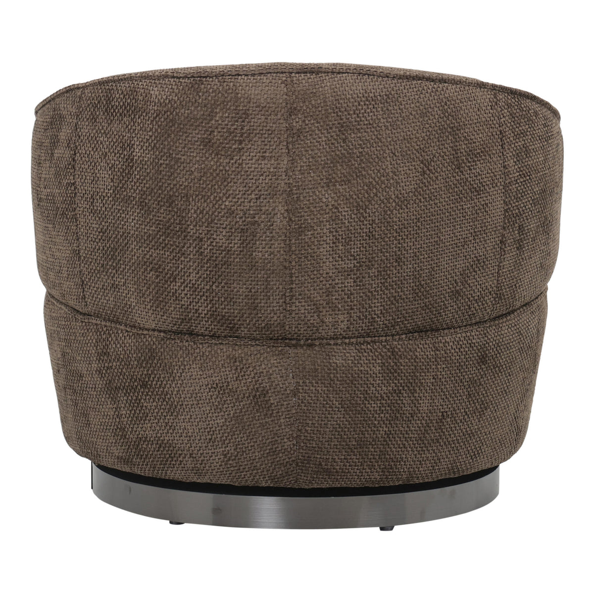 Filou dark brown fabric armchair, compact rounded silhouette