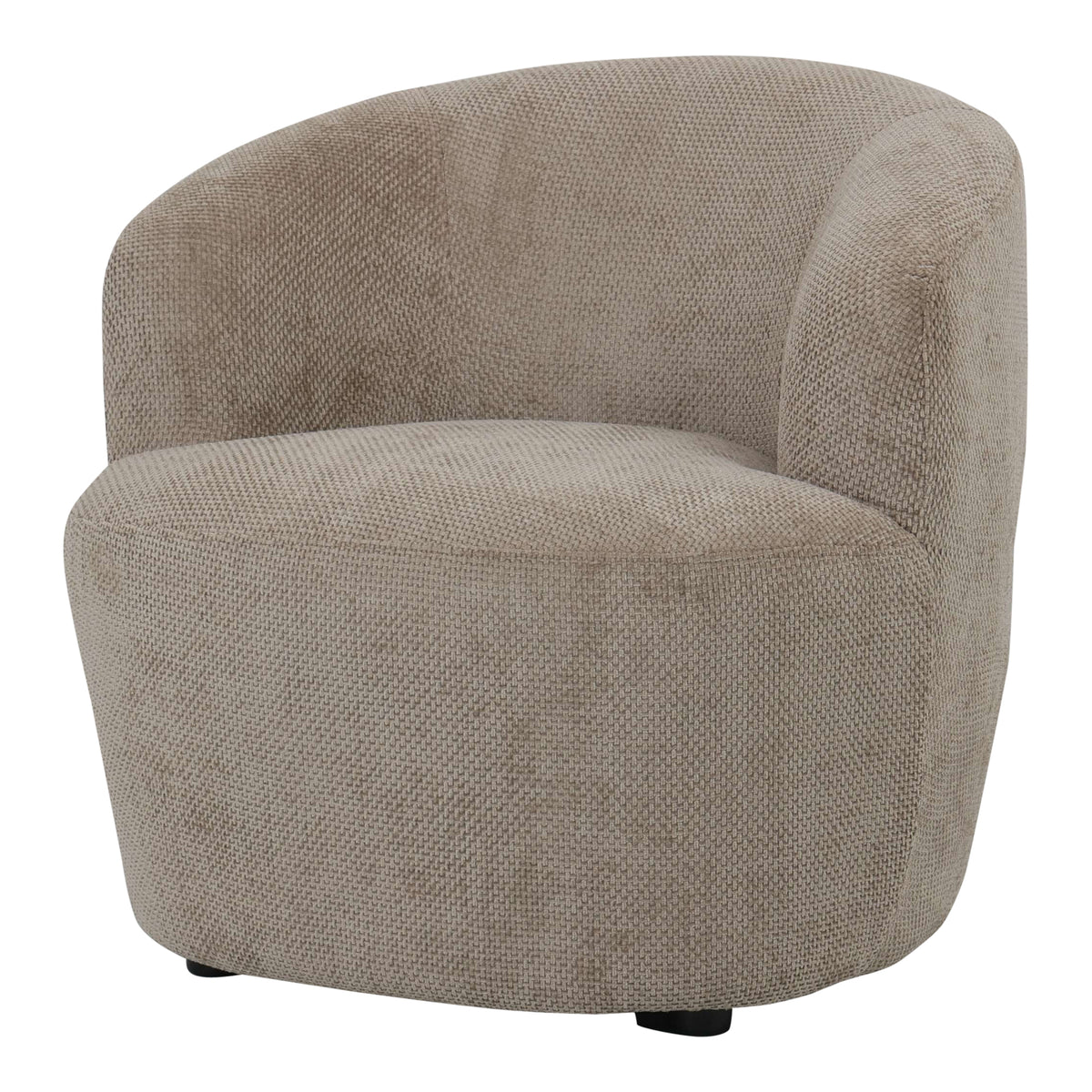 New Grasa beige fabric armchair, round contemporary shape