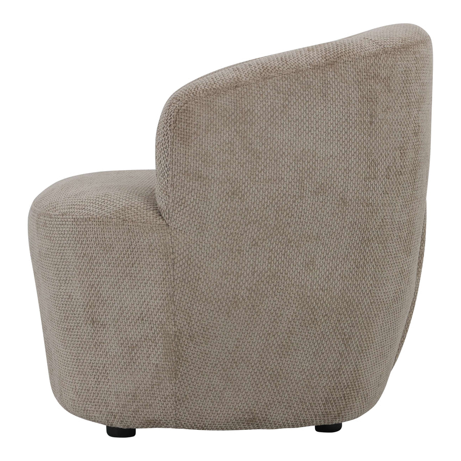 New Grasa beige fabric armchair, round contemporary shape