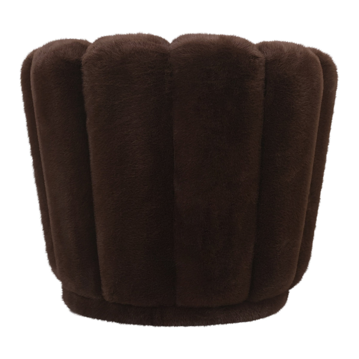 Furia dark brown fur armchair, flower-shaped silhouette
