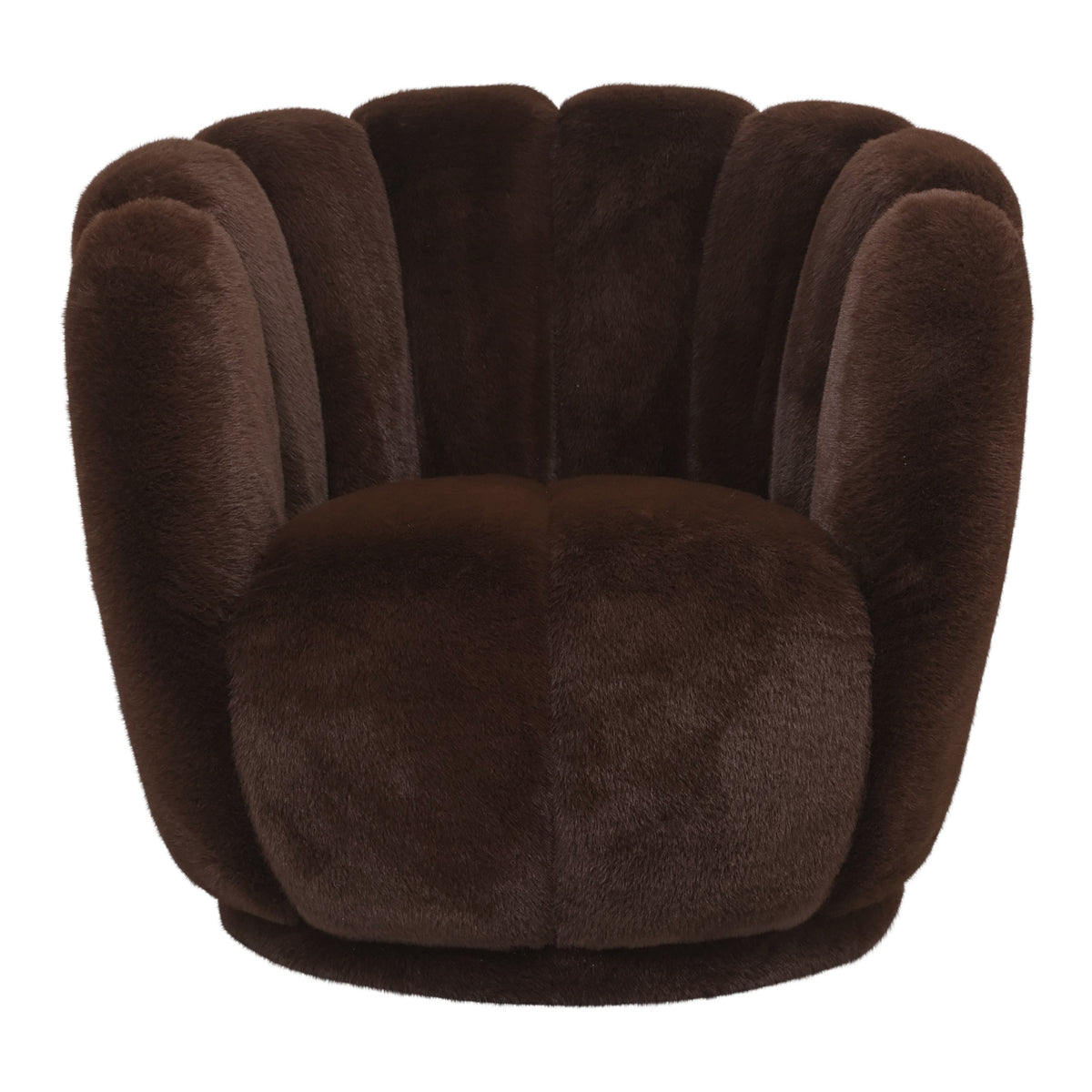Furia dark brown fur armchair, flower-shaped silhouette