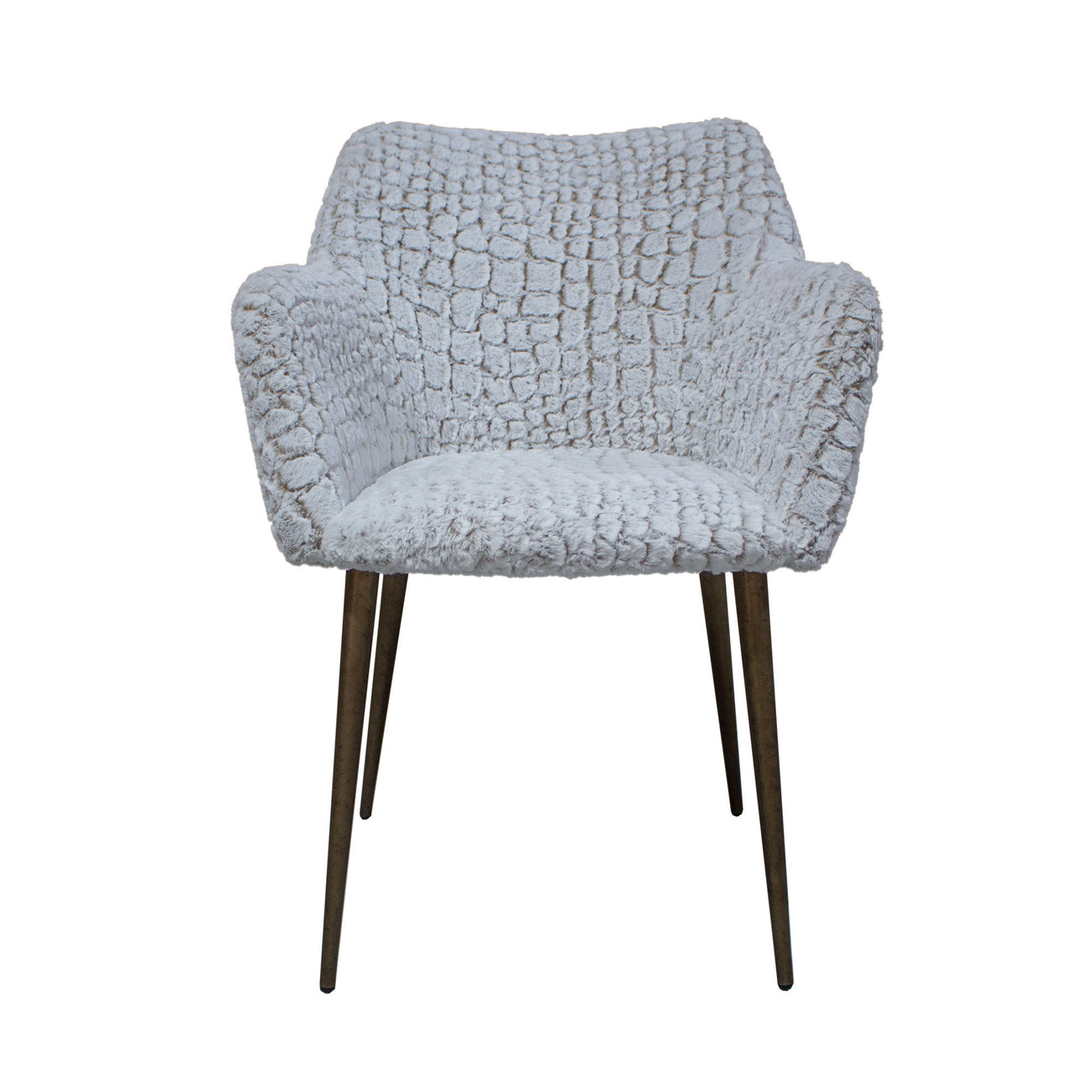 Lisboa beige faux fur dining chair with brass legs