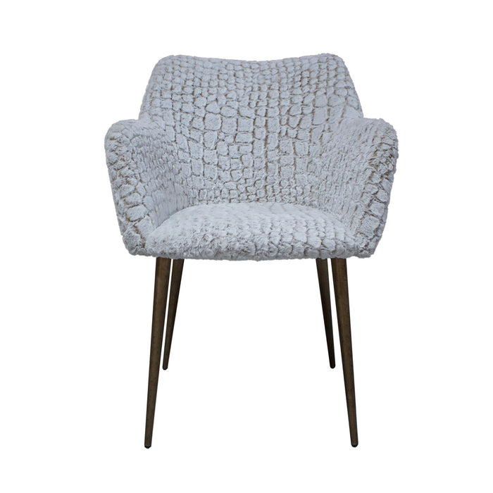Lisboa beige faux fur dining chair with brass legs