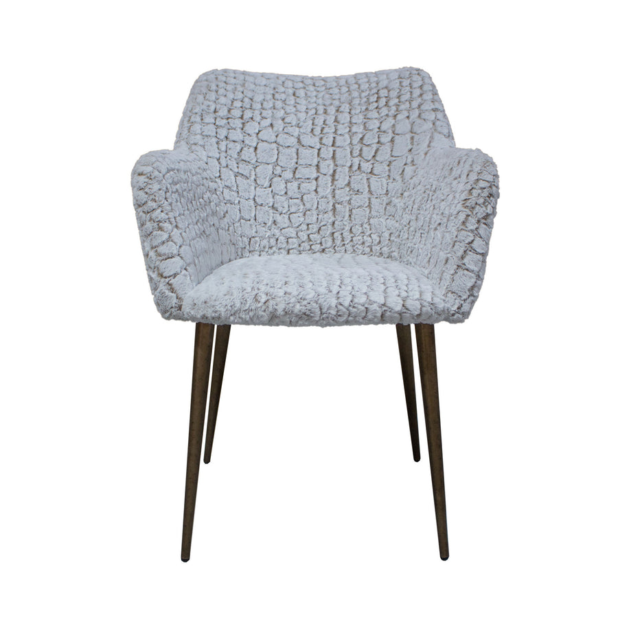 Lisboa beige faux fur dining chair with brass legs