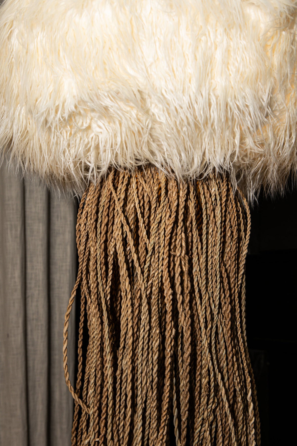 Goa brown faux fur jellyfish pendant light, large