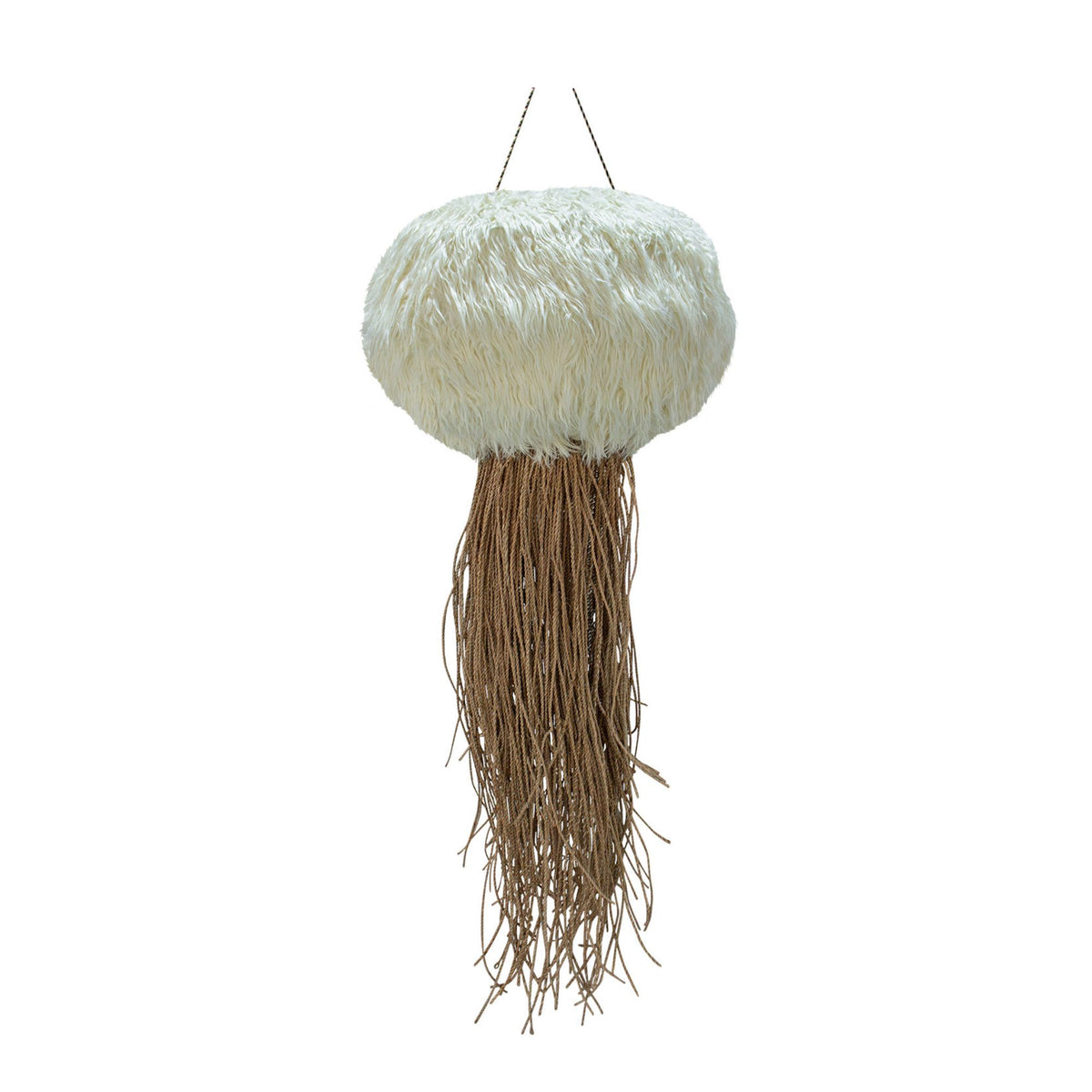 Goa brown faux fur jellyfish pendant light, large